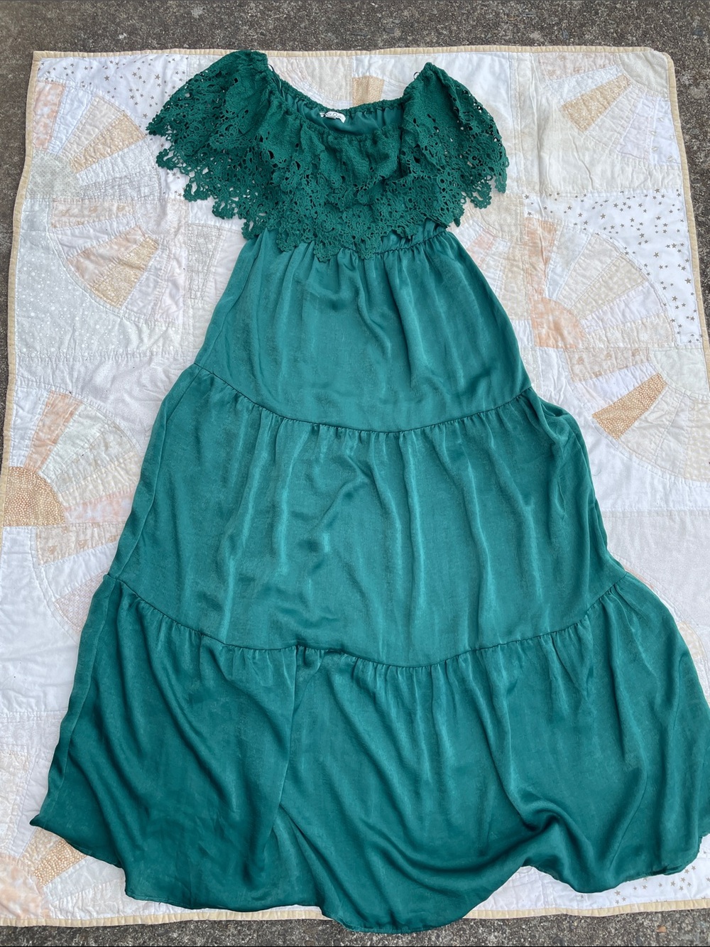 Teal Maxi Dress with Lacy Top
